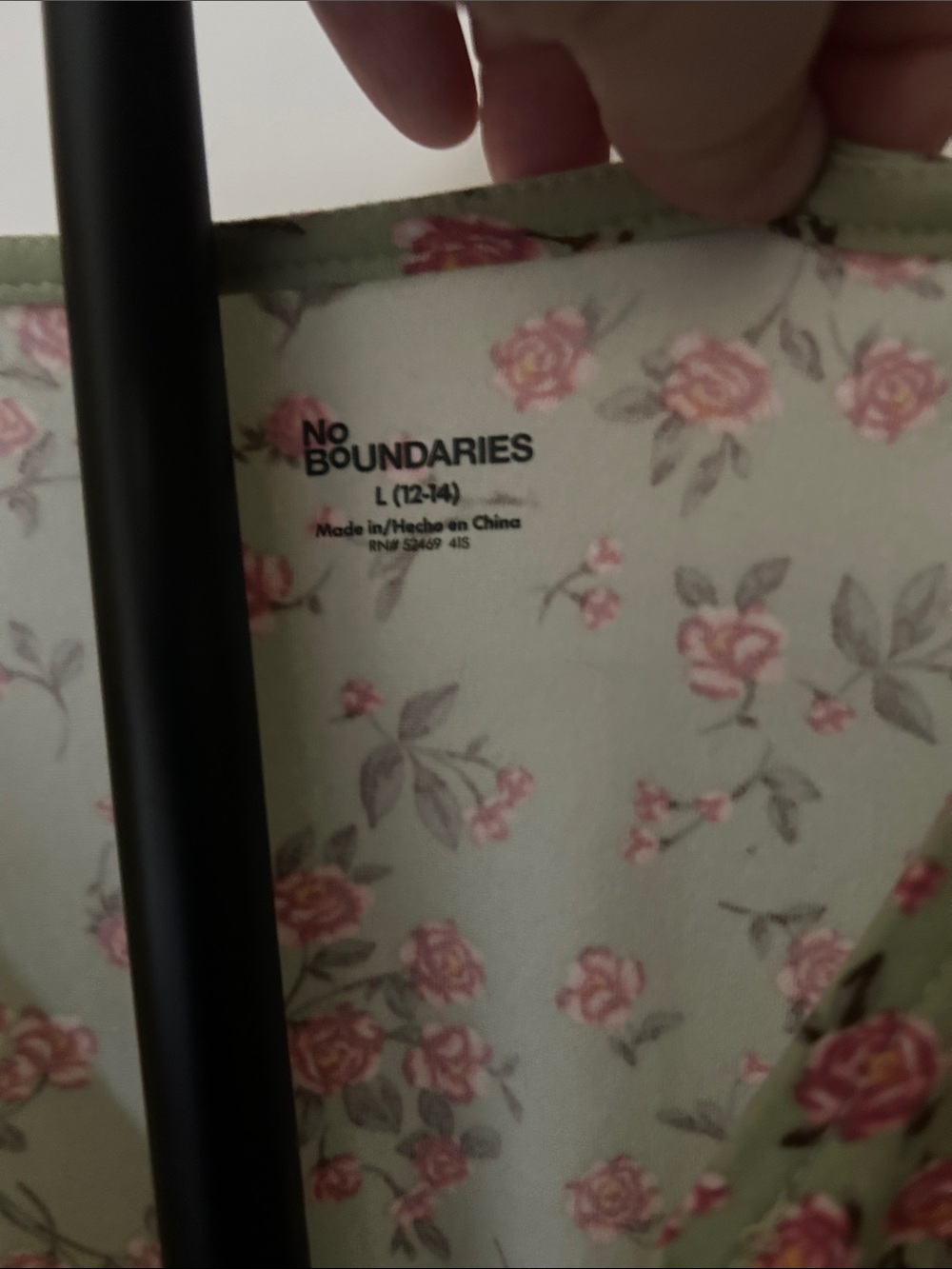 No Boundaries Green Floral Short Sleeve Dress with Pink Flowers. never worn. - Picture 2 of 2